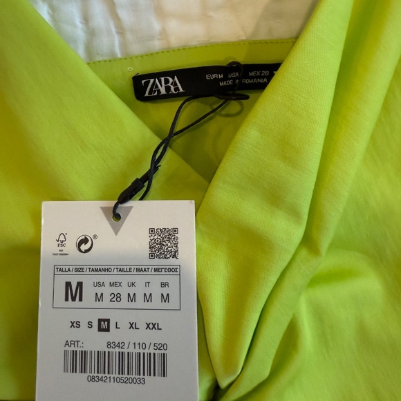 Zara Dress with cut outs, Lime Green, Medium, New - Picture 7 of 7